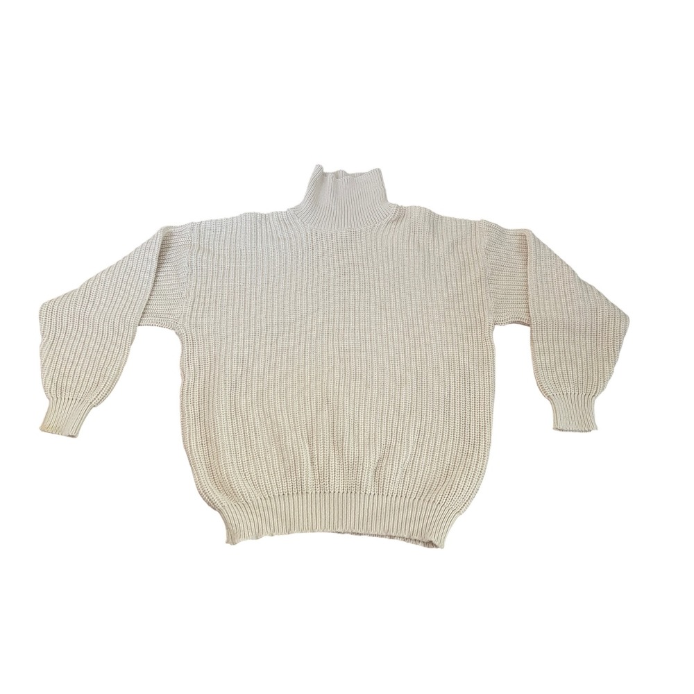 Orvis Vintage Mens XXL Cream Cotton Shaker Knit Turtleneck Sweater Made in USA